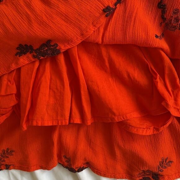 Free People Emma Mini Dress In Burnt Orange And Maroon - Picture 7 of 9